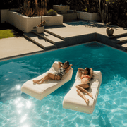 Fabric Covered Pool Float - Cream Sunbed Lounger